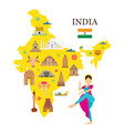 india map and architecture landmarks icons vector image