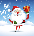 santa claus smile with box gift in christmas snow vector image