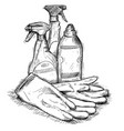 hand drawing of set of house cleaning products vector image