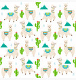 pattern with llama alpaca cactus vector image vector image