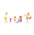 tired exhausted parents and children set stressed vector image