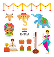india objects icons set vector image vector image