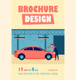 mechanic repairing car in garage with tool vector image vector image