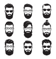 set of bearded men faces hipsters vector image