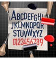 engraving letters and numbers vector image vector image