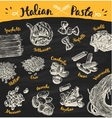 set drawn italian pasta sketch vector image