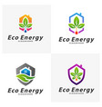 set house with eco energy logo template design vector image