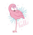 cute flamingo with sunglasses glasses pineapple vector image