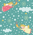 seamless pattern with christmas angels vector image
