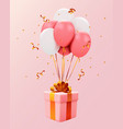 mock up of gift box and balloons on pink vector image vector image
