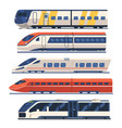 set train tram and metro side view subway vector image