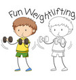 doodle boy weightlifting character vector image