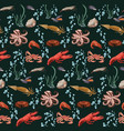 sketch colorful marine animals seamless pattern vector image