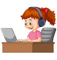 Girl on laptop Royalty Free Vector Image - VectorStock