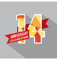 14th years anniversary celebration design vector image