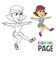 coloring page with woman gymnastic cartoon vector image vector image