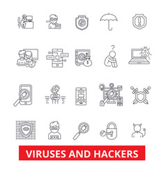 Viruses and hackers hacking security cyber Vector Image