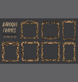 set with gold baroque frames in rococo style vector image