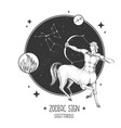 card with astrology sagittarius sign vector image