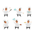 funny characters of chef in action poses vector image vector image
