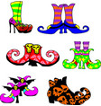 set of colorful halloween shoes and witch vector image vector image