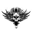 skull with wings and roses vector image