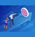 isometric businessman shooting a bow and arrow vector image vector image