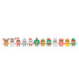 kids holding hand in christmas costumes vector image