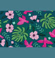 seamless pattern with tropical plants vector image