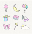 cute pastel doodle style design element set vector image