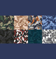 camo seamless texture set military vector image