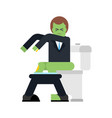 zombie on toilet green dead man in wc vector image