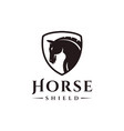 minimalist powerful horse logo and shield vector image vector image