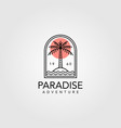 palm tree vintage logo design line art vector image