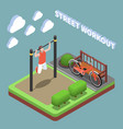 outdoor exercises isometric composition vector image vector image