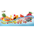 fruit in juice splash panorama pineapple vector image vector image
