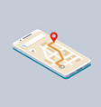 isometric smartphone with map navigation vector image