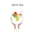 globe sign and human hand logo design vector image