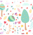 childish plants flat color seamless pattern vector image