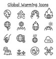 global warming icon set in thin line style vector image vector image