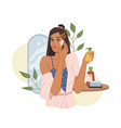 woman apply anti acne cream on face cosmetics vector image vector image