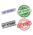 grunge textured happy retirement seal stamps vector image