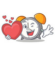 with heart alarm clock mascot cartoon vector image