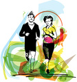 young fitness couple of man and woman jogging vector image