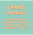 grand opening header vintage 3d alphabet set vector image vector image