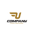letter u logo with simple wings design element vector image