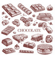 sketch chocolate engraving black chocolate bars vector image