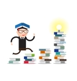 boy running to the top of stairs vector image vector image