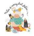 cartoon funny grandmother knit for her cats vector image vector image