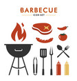 simple barbecue elements set of bbq icons vector image